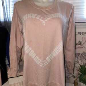 Midweight Pink & White Heart Print Pullover